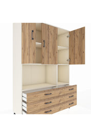 Hyperion Dolap 6 Raflı 6 Çekmeceli 3 Kapaklı 132x44x195 Aytaşı-Çam/Çam