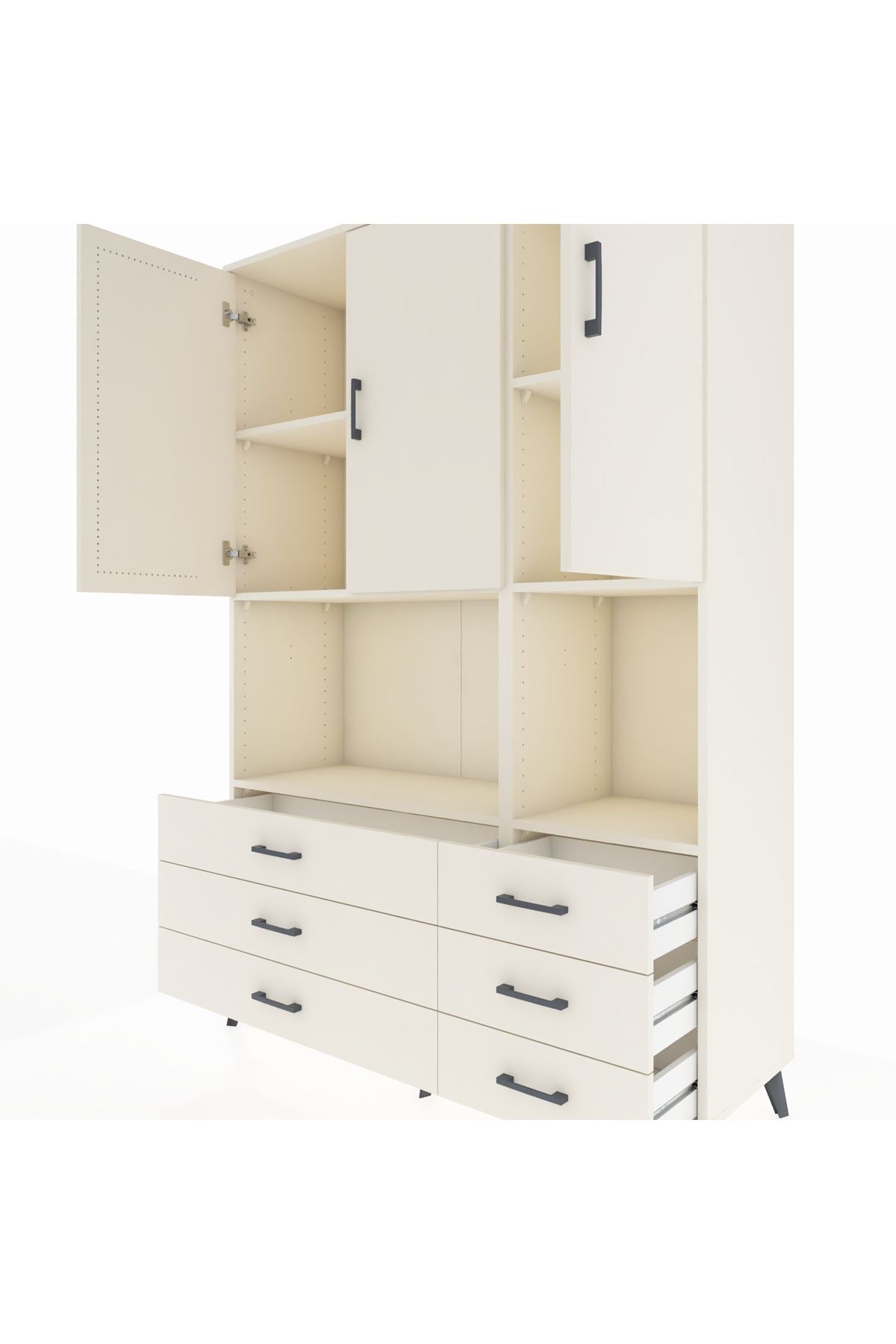 Hyperion Dolap 6 Raflı 6 Çekmeceli 3 Kapaklı 132x44x195 Aytaşı-Aytaşı/Aytaşı
