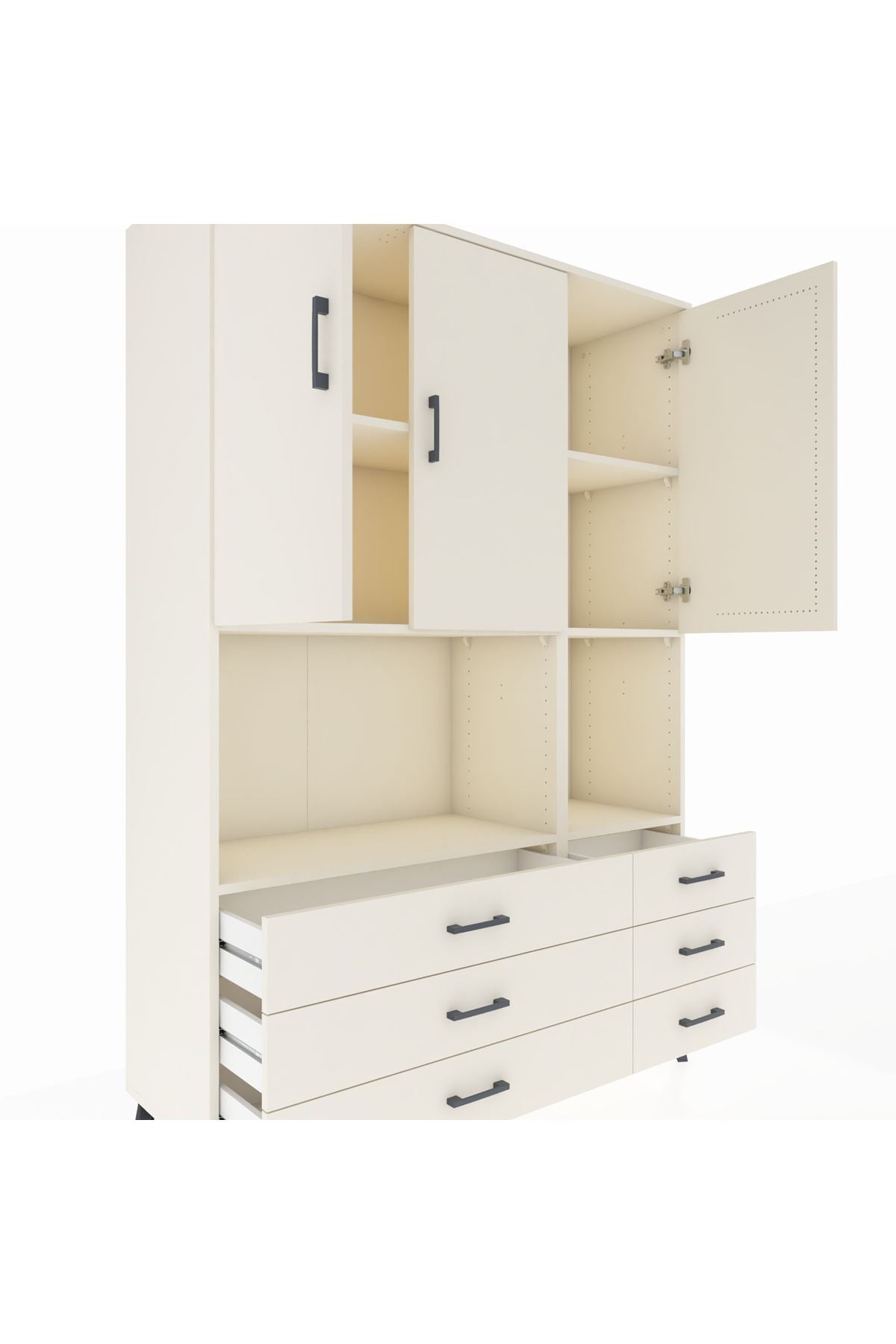 Hyperion Dolap 6 Raflı 6 Çekmeceli 3 Kapaklı 132x44x195 Aytaşı-Aytaşı/Aytaşı