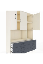 Hyperion Dolap 6 Raflı 6 Çekmeceli 3 Kapaklı 132x44x195 Aytaşı-Aytaşı/Antrasit