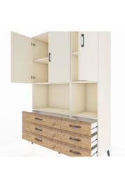 Hyperion Dolap 6 Raflı 6 Çekmeceli 3 Kapaklı 132x44x195 Aytaşı-Aytaşı/Çam