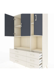 Hyperion Dolap 6 Raflı 6 Çekmeceli 3 Kapaklı 132x44x195 Aytaşı-Antrasit/Aytaşı