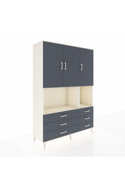 Hyperion Dolap 6 Raflı 6 Çekmeceli 3 Kapaklı 132x44x195 Aytaşı-Antrasit/Antrasit
