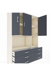 Hyperion Dolap 6 Raflı 6 Çekmeceli 3 Kapaklı 132x44x195 Aytaşı-Antrasit/Antrasit