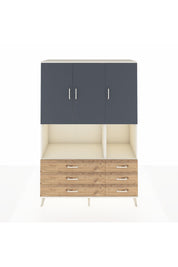 Hyperion Dolap 6 Raflı 6 Çekmeceli 3 Kapaklı 132x44x195 Aytaşı-Antrasit/Çam