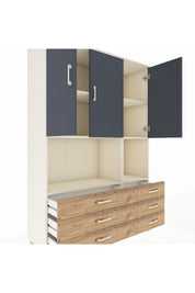 Hyperion Dolap 6 Raflı 6 Çekmeceli 3 Kapaklı 132x44x195 Aytaşı-Antrasit/Çam