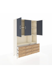 Hyperion Dolap 6 Raflı 6 Çekmeceli 3 Kapaklı 132x44x195 Aytaşı-Antrasit/Çam