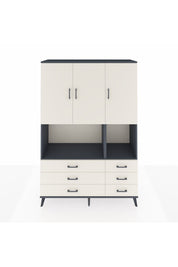 Hyperion Dolap 6 Raflı 6 Çekmeceli 3 Kapaklı 132x44x195 Antrasit-Aytaşı/Aytaşı