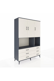 Hyperion Dolap 6 Raflı 6 Çekmeceli 3 Kapaklı 132x44x195 Antrasit-Aytaşı/Aytaşı