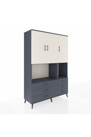 Hyperion Dolap 6 Raflı 6 Çekmeceli 3 Kapaklı 132x44x195 Antrasit-Aytaşı/Antrasit