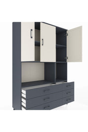 Hyperion Dolap 6 Raflı 6 Çekmeceli 3 Kapaklı 132x44x195 Antrasit-Aytaşı/Antrasit