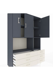 Hyperion Dolap 6 Raflı 6 Çekmeceli 3 Kapaklı 132x44x195 Antrasit-Antrasit/Aytaşı