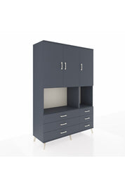 Hyperion Dolap 6 Raflı 6 Çekmeceli 3 Kapaklı 132x44x195 Antrasit-Antrasit/Antrasit