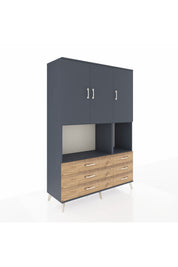 Hyperion Dolap 6 Raflı 6 Çekmeceli 3 Kapaklı 132x44x195 Antrasit-Antrasit/Çam