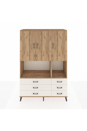 Hyperion Dolap 6 Raflı 6 Çekmeceli 3 Kapaklı 132x44x195 Çam-Çam/Aytaşı