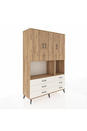 Hyperion Dolap 6 Raflı 6 Çekmeceli 3 Kapaklı 132x44x195 Çam-Çam/Aytaşı