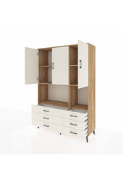 Hyperion Dolap 6 Raflı 6 Çekmeceli 3 Kapaklı 132x44x195 Çam-Aytaşı/Aytaşı