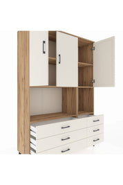 Hyperion Dolap 6 Raflı 6 Çekmeceli 3 Kapaklı 132x44x195 Çam-Aytaşı/Aytaşı