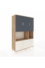 Hyperion Dolap 6 Raflı 6 Çekmeceli 3 Kapaklı 132x44x195 Çam-Antrasit/Aytaşı