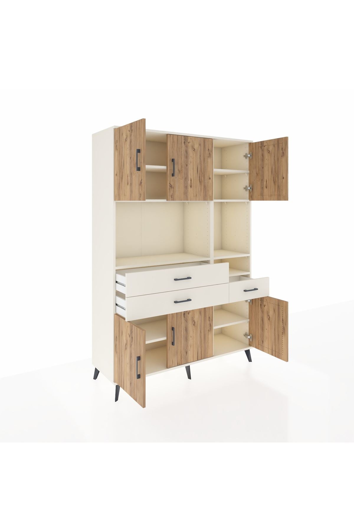 Hyperion Dolap 9 Raflı 3 Çekmeceli 6 Kapaklı 132x44x195 Aytaşı-Çam/Aytaşı