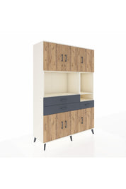 Hyperion Dolap 9 Raflı 3 Çekmeceli 6 Kapaklı 132x44x195 Aytaşı-Çam/Antrasit