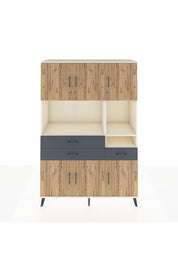 Hyperion Dolap 9 Raflı 3 Çekmeceli 6 Kapaklı 132x44x195 Aytaşı-Çam/Antrasit