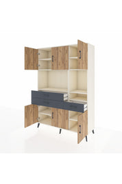 Hyperion Dolap 9 Raflı 3 Çekmeceli 6 Kapaklı 132x44x195 Aytaşı-Çam/Antrasit