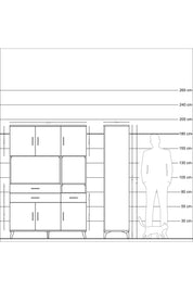 Hyperion Dolap 9 Raflı 3 Çekmeceli 6 Kapaklı 132x44x195 Aytaşı-Çam/Antrasit