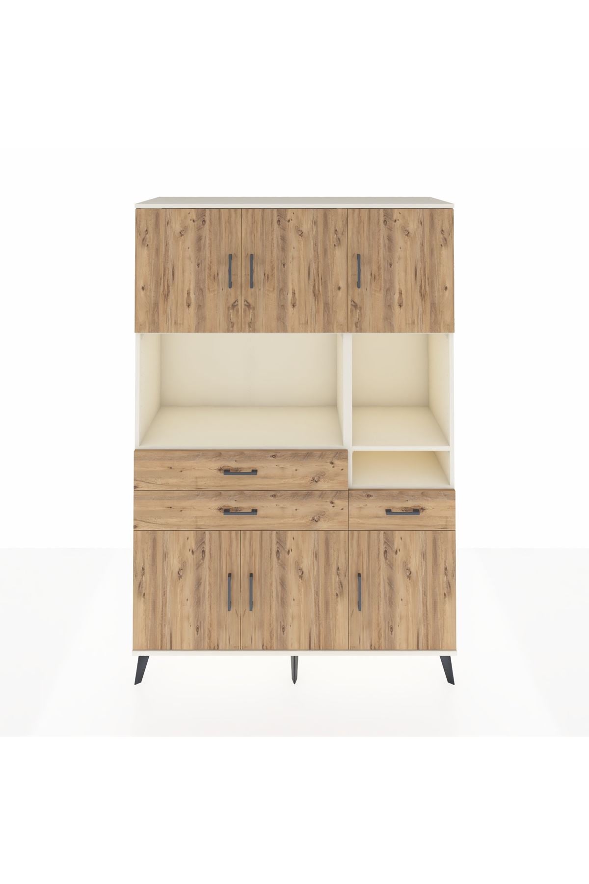 Hyperion Dolap 9 Raflı 3 Çekmeceli 6 Kapaklı 132x44x195 Aytaşı-Çam/Çam