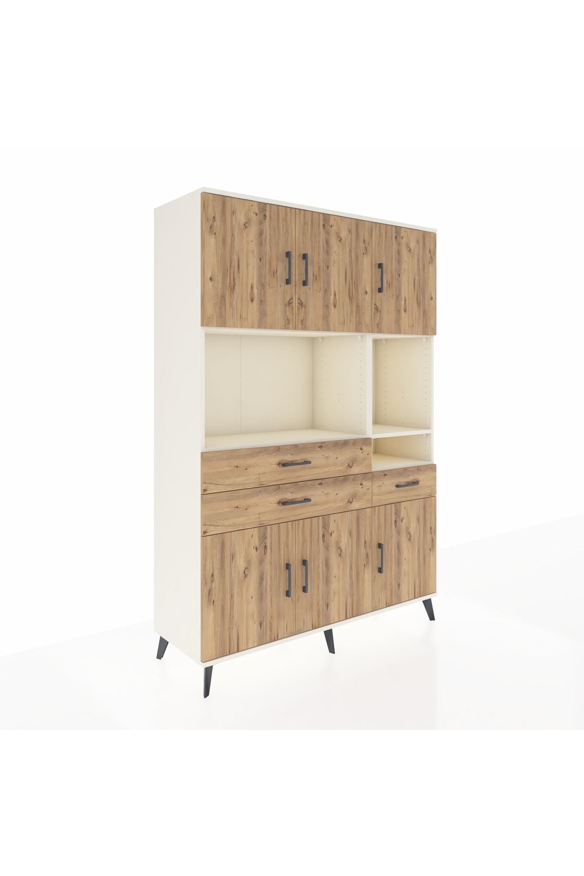 Hyperion Dolap 9 Raflı 3 Çekmeceli 6 Kapaklı 132x44x195 Aytaşı-Çam/Çam