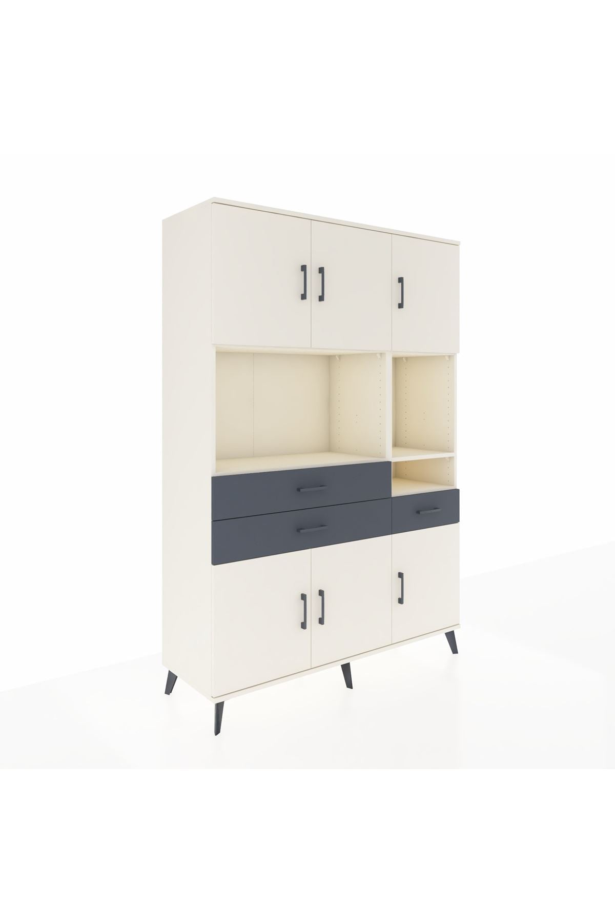 Hyperion Dolap 9 Raflı 3 Çekmeceli 6 Kapaklı 132x44x195 Aytaşı-Aytaşı/Antrasit