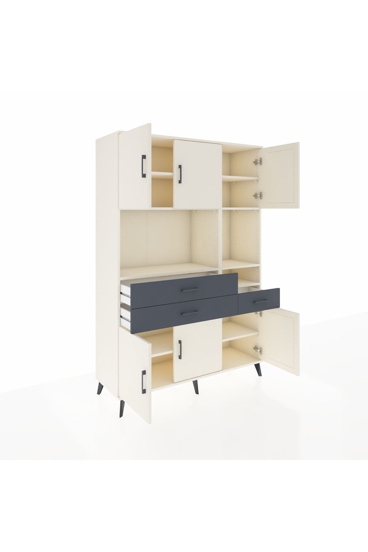 Hyperion Dolap 9 Raflı 3 Çekmeceli 6 Kapaklı 132x44x195 Aytaşı-Aytaşı/Antrasit