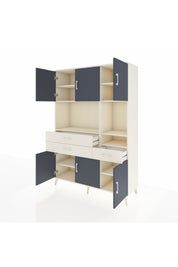 Hyperion Dolap 9 Raflı 3 Çekmeceli 6 Kapaklı 132x44x195 Aytaşı-Antrasit/Aytaşı