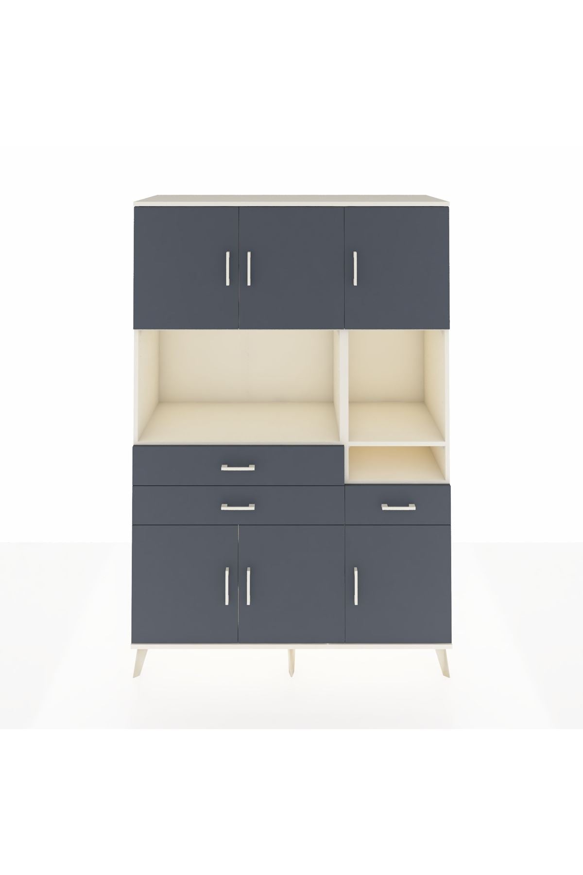 Hyperion Dolap 9 Raflı 3 Çekmeceli 6 Kapaklı 132x44x195 Aytaşı-Antrasit/Antrasit