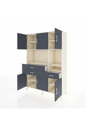 Hyperion Dolap 9 Raflı 3 Çekmeceli 6 Kapaklı 132x44x195 Aytaşı-Antrasit/Antrasit