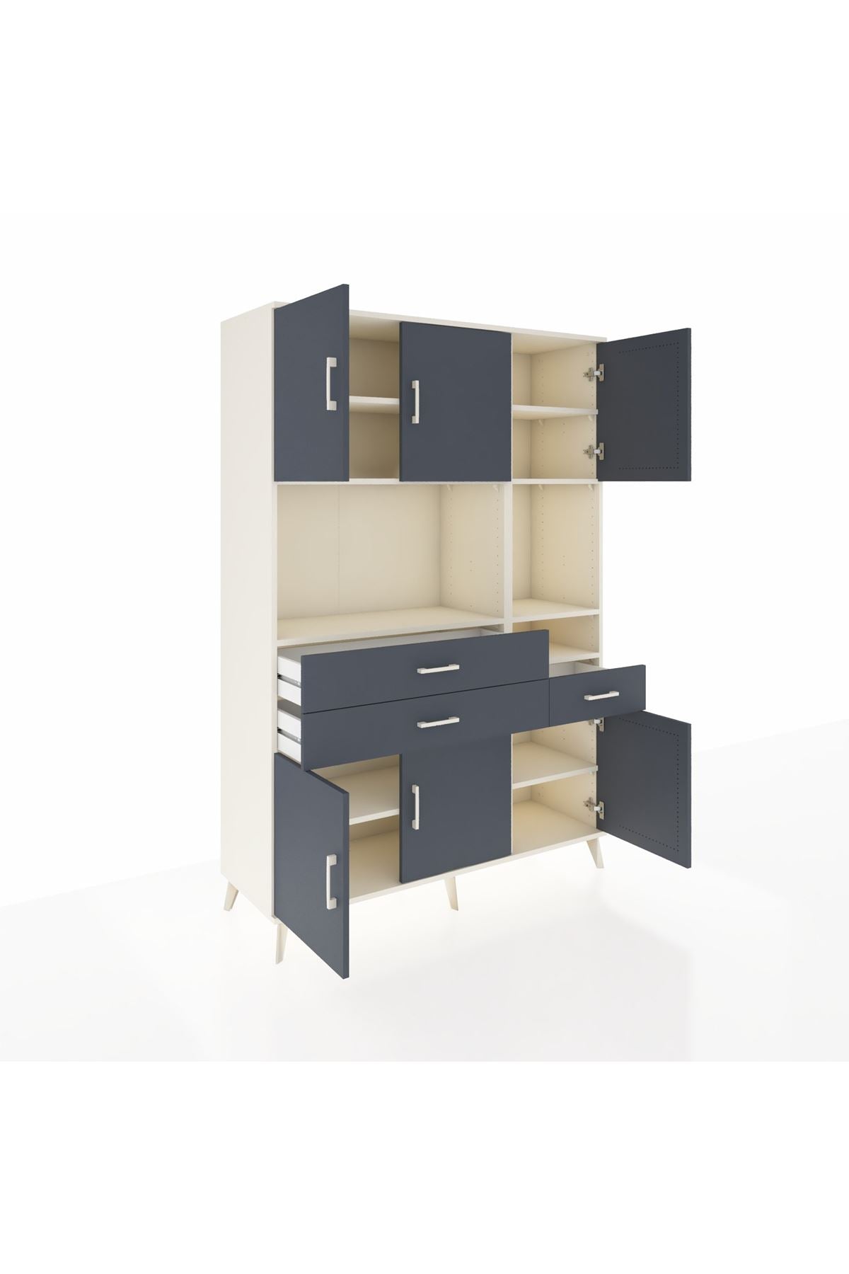 Hyperion Dolap 9 Raflı 3 Çekmeceli 6 Kapaklı 132x44x195 Aytaşı-Antrasit/Antrasit