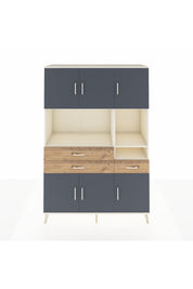 Hyperion Dolap 9 Raflı 3 Çekmeceli 6 Kapaklı 132x44x195 Aytaşı-Antrasit/Çam