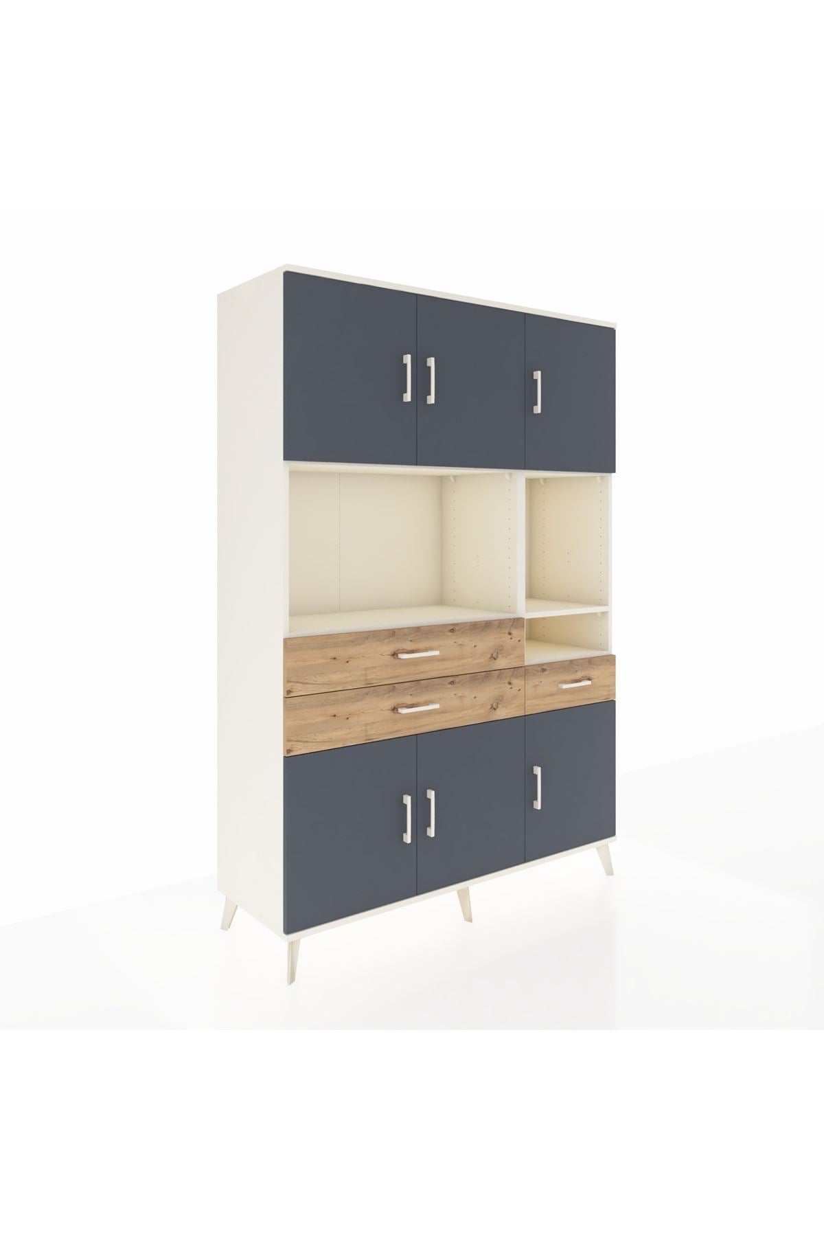 Hyperion Dolap 9 Raflı 3 Çekmeceli 6 Kapaklı 132x44x195 Aytaşı-Antrasit/Çam