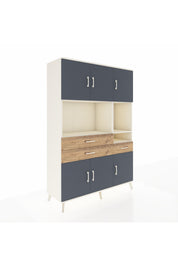 Hyperion Dolap 9 Raflı 3 Çekmeceli 6 Kapaklı 132x44x195 Aytaşı-Antrasit/Çam