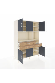 Hyperion Dolap 9 Raflı 3 Çekmeceli 6 Kapaklı 132x44x195 Aytaşı-Antrasit/Çam