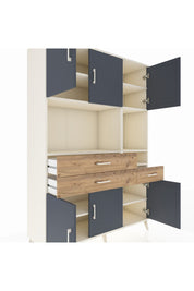 Hyperion Dolap 9 Raflı 3 Çekmeceli 6 Kapaklı 132x44x195 Aytaşı-Antrasit/Çam