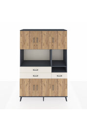 Hyperion Dolap 9 Raflı 3 Çekmeceli 6 Kapaklı 132x44x195 Antrasit-Çam/Aytaşı