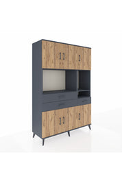 Hyperion Dolap 9 Raflı 3 Çekmeceli 6 Kapaklı 132x44x195 Antrasit-Çam/Antrasit