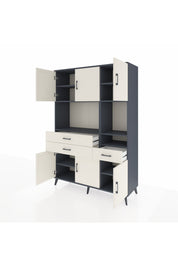 Hyperion Dolap 9 Raflı 3 Çekmeceli 6 Kapaklı 132x44x195 Antrasit-Aytaşı/Aytaşı