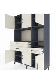 Hyperion Dolap 9 Raflı 3 Çekmeceli 6 Kapaklı 132x44x195 Antrasit-Aytaşı/Aytaşı