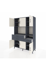 Hyperion Dolap 9 Raflı 3 Çekmeceli 6 Kapaklı 132x44x195 Antrasit-Aytaşı/Antrasit