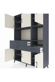 Hyperion Dolap 9 Raflı 3 Çekmeceli 6 Kapaklı 132x44x195 Antrasit-Aytaşı/Antrasit