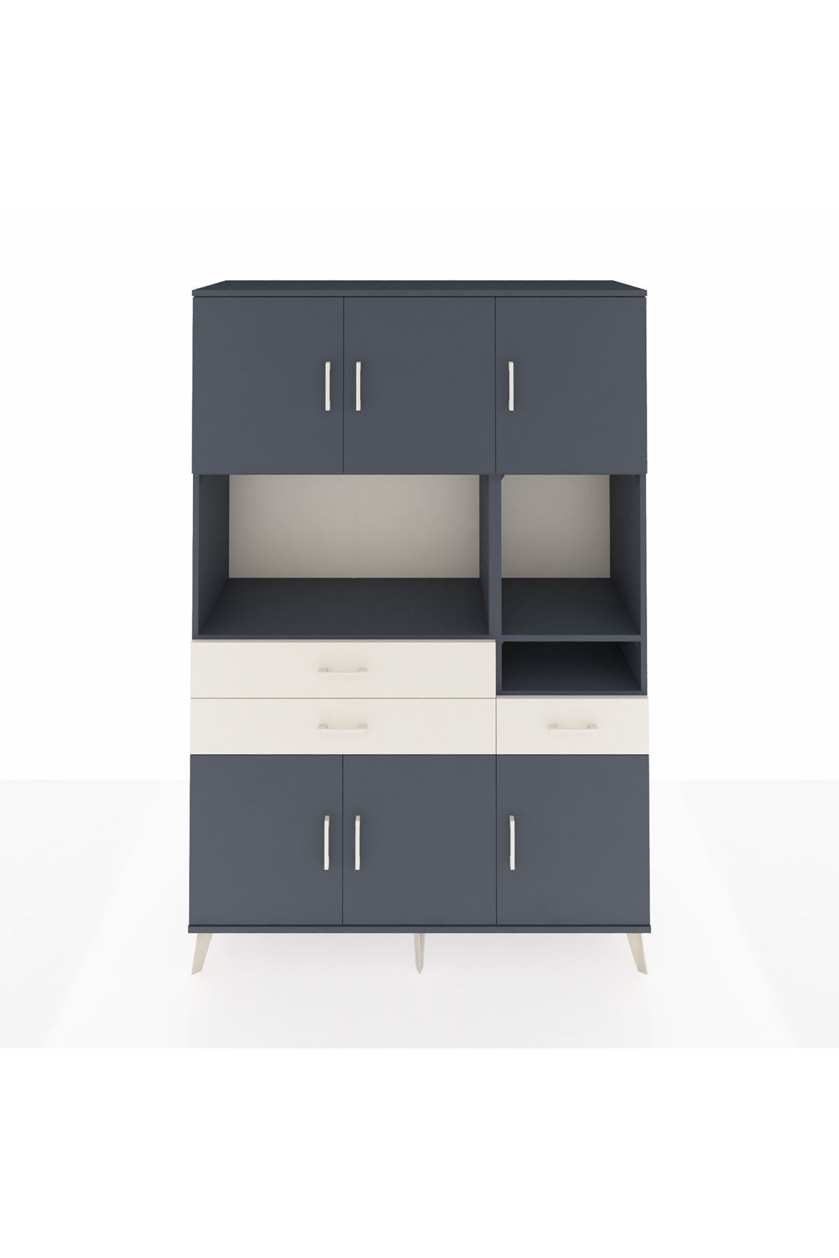 Hyperion Dolap 9 Raflı 3 Çekmeceli 6 Kapaklı 132x44x195 Antrasit-Antrasit/Aytaşı