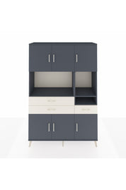 Hyperion Dolap 9 Raflı 3 Çekmeceli 6 Kapaklı 132x44x195 Antrasit-Antrasit/Aytaşı