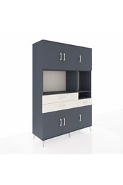 Hyperion Dolap 9 Raflı 3 Çekmeceli 6 Kapaklı 132x44x195 Antrasit-Antrasit/Aytaşı